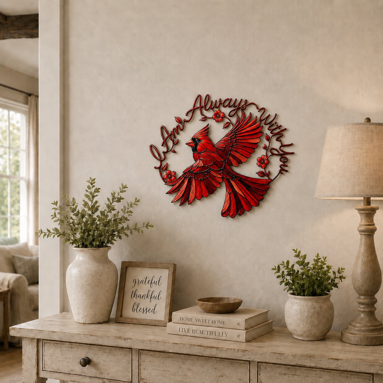 🔥Last Day 49% OFF🐦Cardinal Metal Wall Art - I Am Always With You❤️