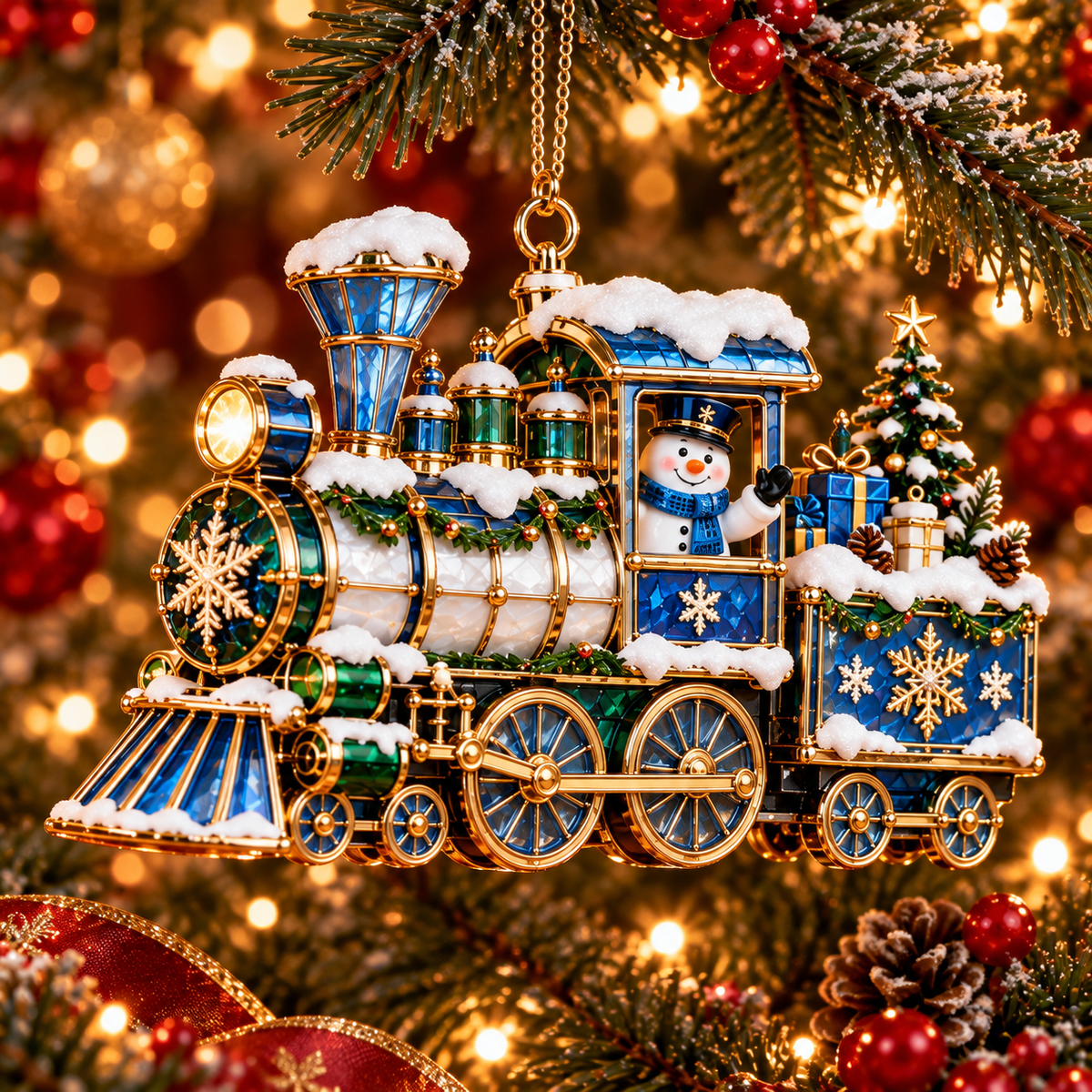 Christmas Magic Express – 6-Piece Vintage Christmas Train Ornament Collection | Santa, Snowman, Nutcracker & More
