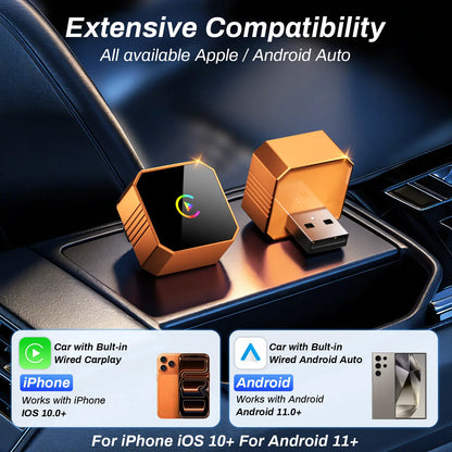 🔥Last Day 50% OFF🔥 Wireless CarPlay & Android Auto Adapter Dongle, Wired to Wi-Fi Conversion for 2016+ Factory CarPlay Cars