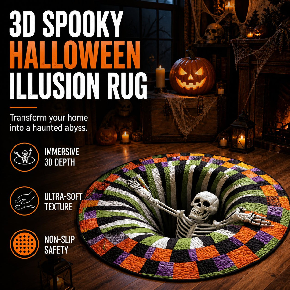 🔥Last Day 50% OFF🔥Spooky 3D Halloween Illusion Rug 🎃🕷️