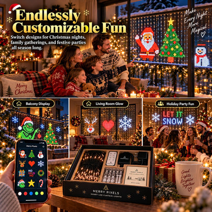 Animated Christmas LED Light Curtain | Custom App Designs & Remote Control