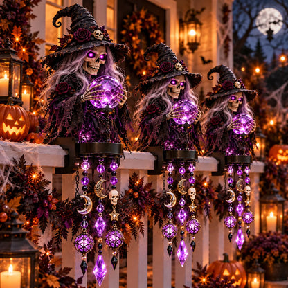 🔥 Halloween Character Glow Cascade Railing Lights – Pumpkin, Witch, Ghost & Black Cat