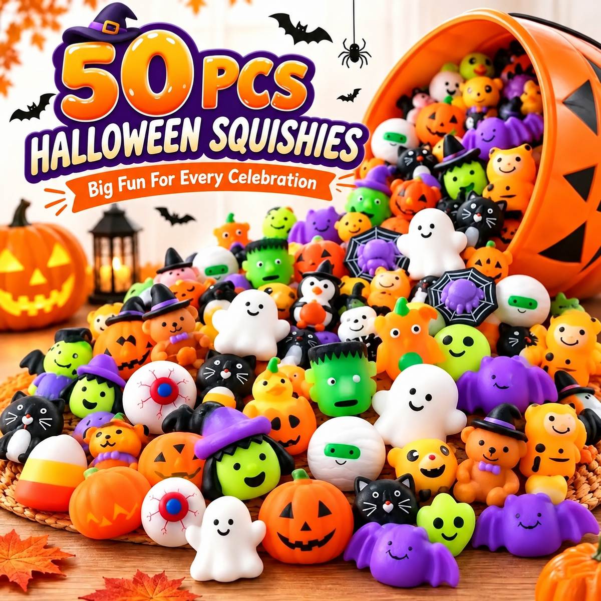 🎃 50PCS Halloween Mochi Squishy Toys