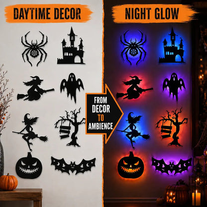 🎃 Light Up Your Halloween with Spooky LED Silhouette Wall Stickers! 👻