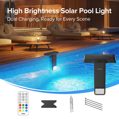 SANSI Solar Pool Light – 20 RGB Colors, IP68 Waterproof, Magnetic Mount