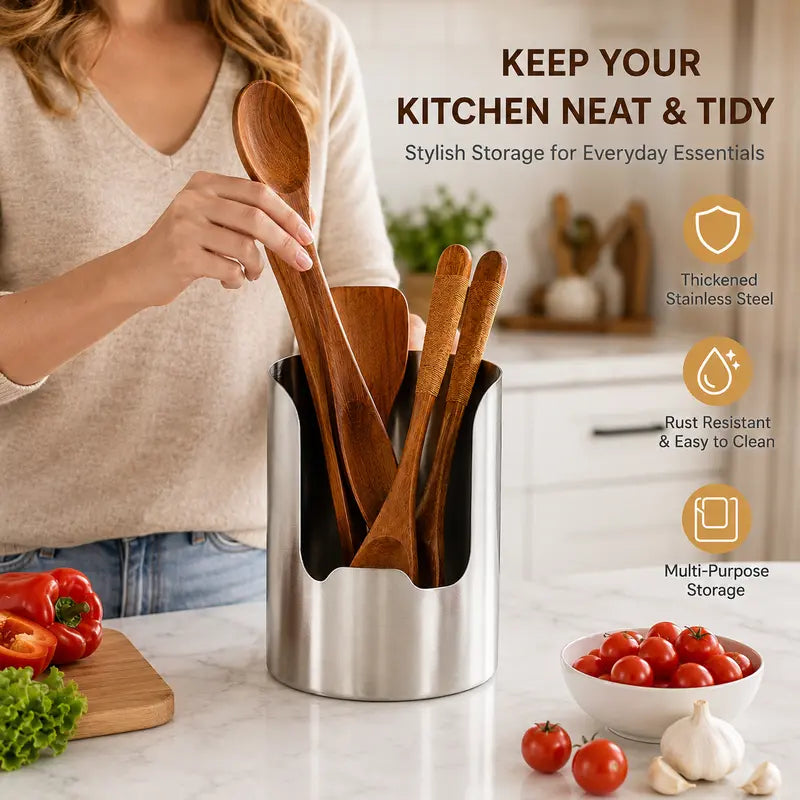 Premium Stainless Steel Utensil Organizer – Rust Resistant Cutlery Holder with Easy-Clean Design for Kitchen Drawers & Countertops