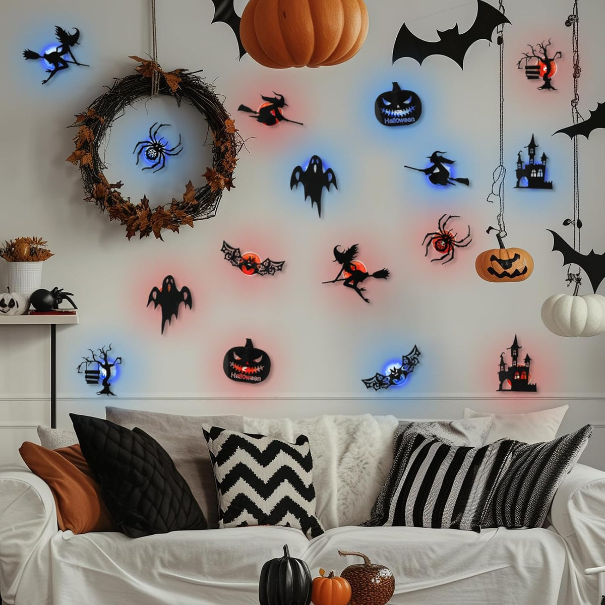 🎃 Light Up Your Halloween with Spooky LED Silhouette Wall Stickers! 👻