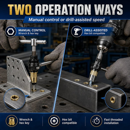 🔥 Best Seller | Heavy-Duty Carbon Steel Rivet Nut Kit – Create Strong Threads in Any Metal
