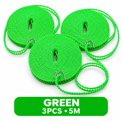 🔥Hot Sale - 50% OFF🔥 3-Pack Adjustable Windproof Clothesline with Hooks