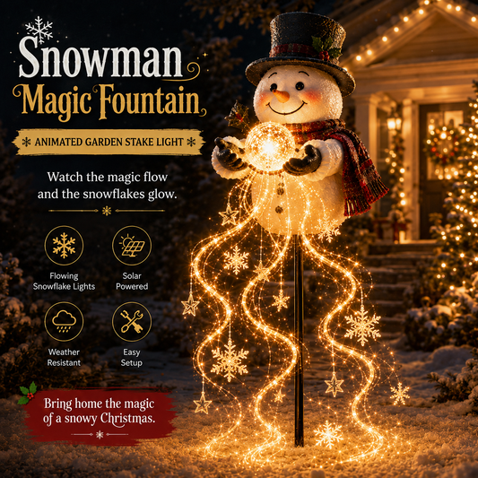 🎄 Snowman Magic Fountain – Magical LED Snowflake Christmas Garden Decoration ❄️✨
