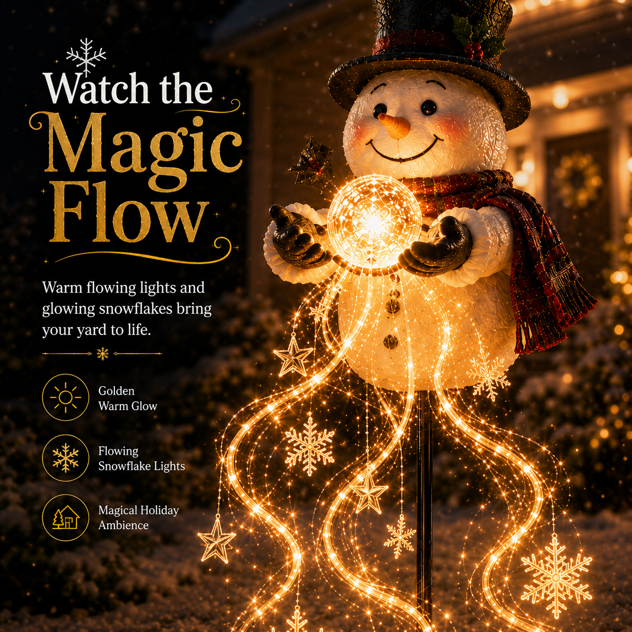 🎄 Snowman Magic Fountain – Magical LED Snowflake Christmas Garden Decoration ❄️✨
