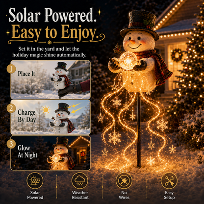 🎄 Snowman Magic Fountain – Magical LED Snowflake Christmas Garden Decoration ❄️✨