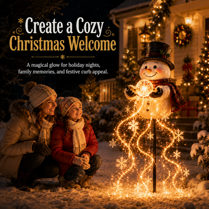 🎄 Snowman Magic Fountain – Magical LED Snowflake Christmas Garden Decoration ❄️✨