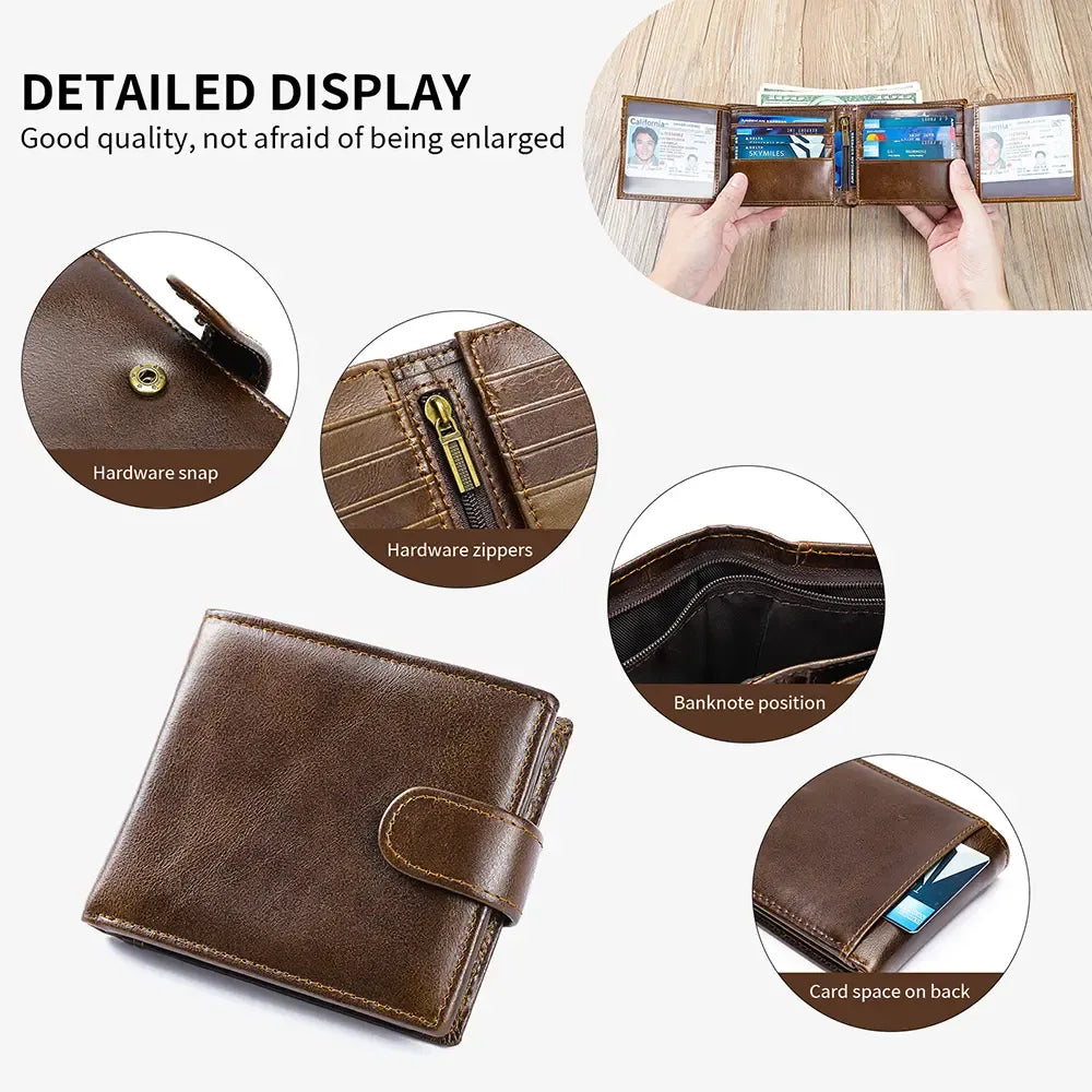 💼Top-Grain Leather Wallet for Men & Women – Bi-Fold / Tri-Fold with Coin Pocket & Multiple Card Slots