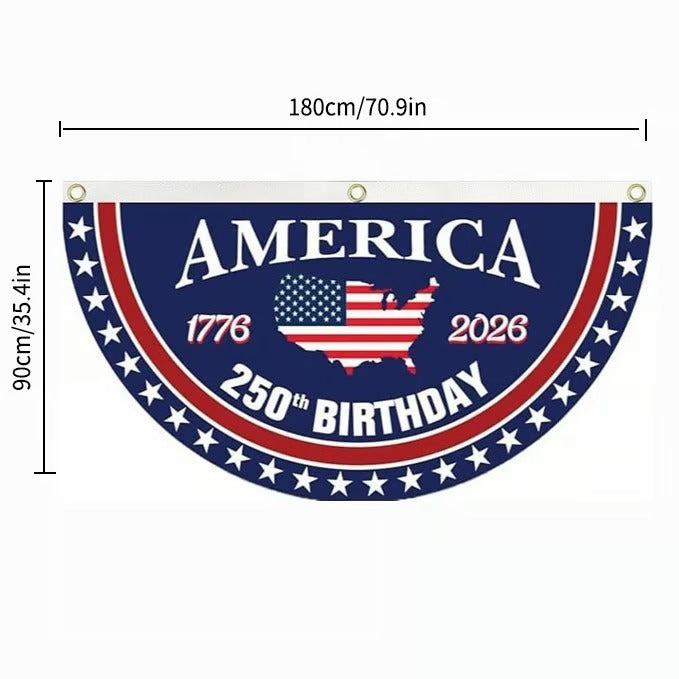 America 250 Patriotic Fan Banner for Porch & Railing Decor