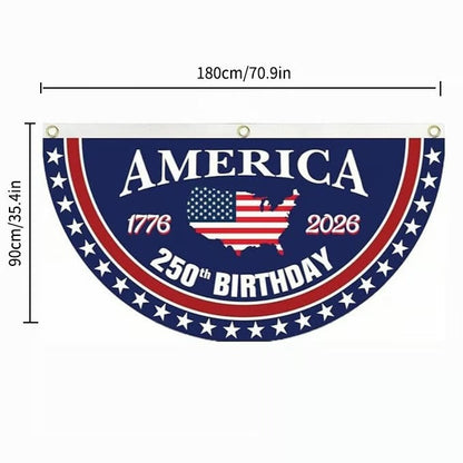 America 250 Patriotic Fan Banner for Porch & Railing Decor