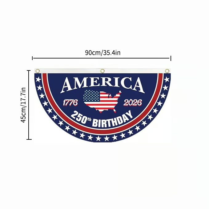 America 250 Patriotic Fan Banner for Porch & Railing Decor