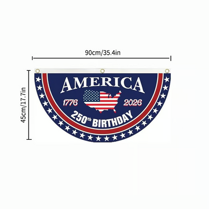 America 250 Patriotic Fan Banner for Porch & Railing Decor