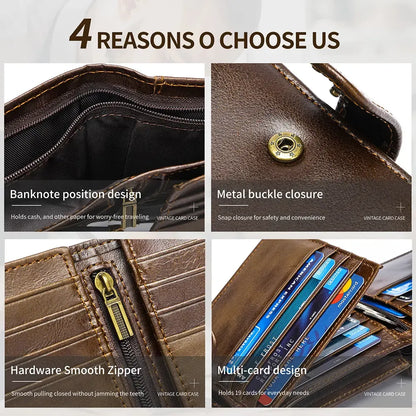 💼Top-Grain Leather Wallet for Men & Women – Bi-Fold / Tri-Fold with Coin Pocket & Multiple Card Slots