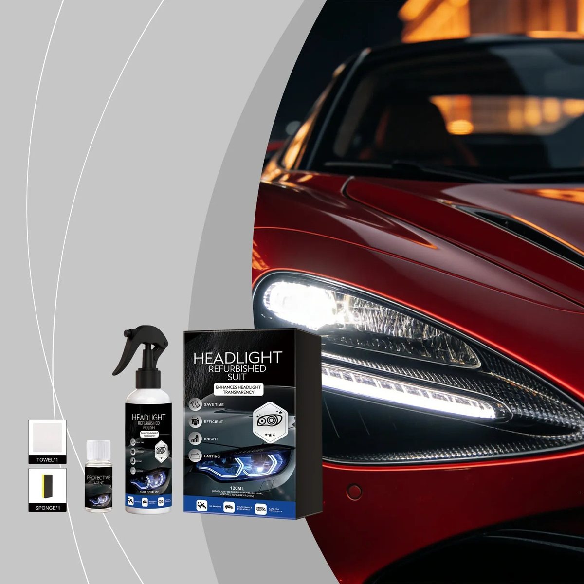 🚗 Fluido de restauração de faróis automotivos, faróis automotivos oxidados e amarelados, renovador de revestimento cristalino para melhorar o embaçamento