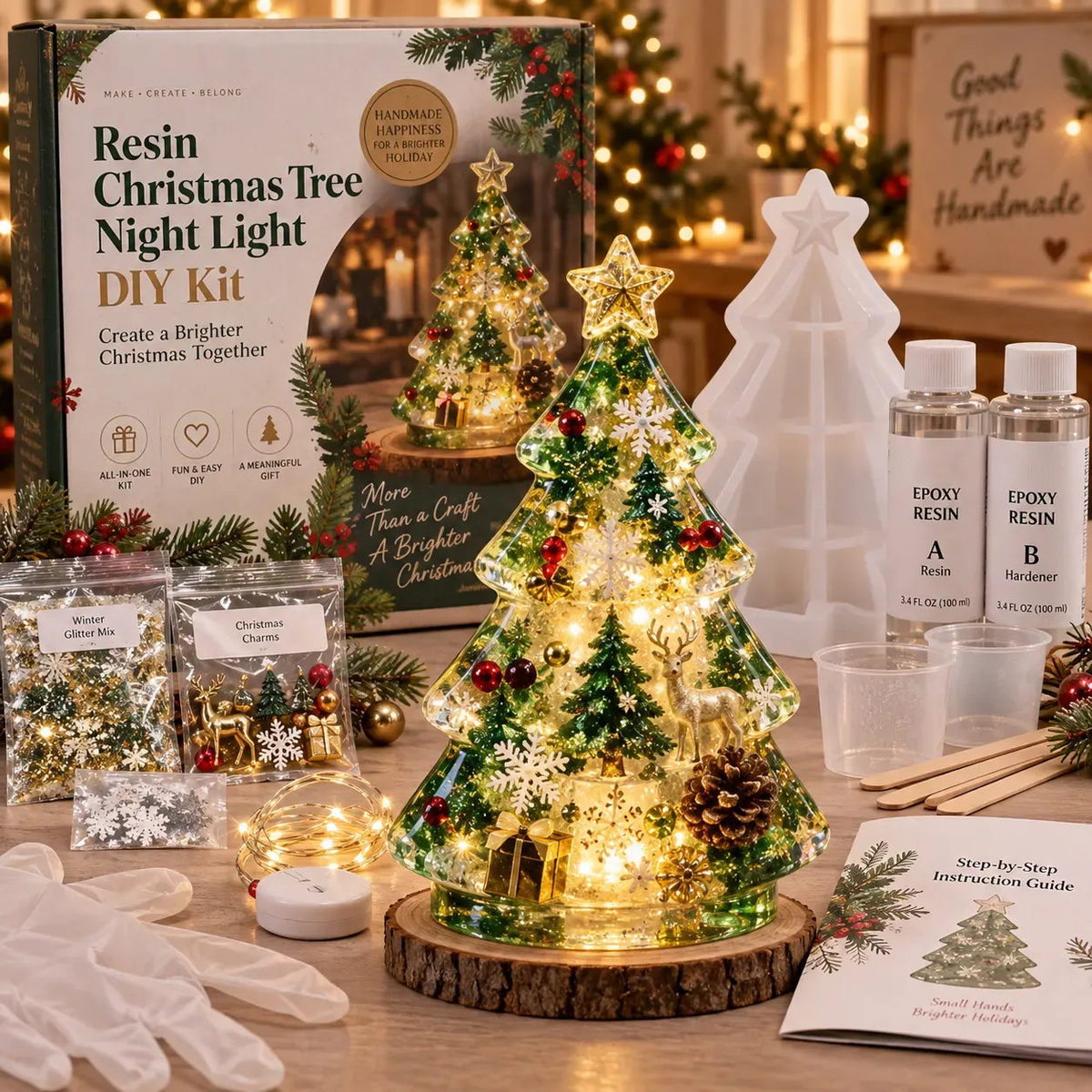 🎄 DIY Christmas Tree Night Light Kit — 💕 Step-by-Step Guide Included