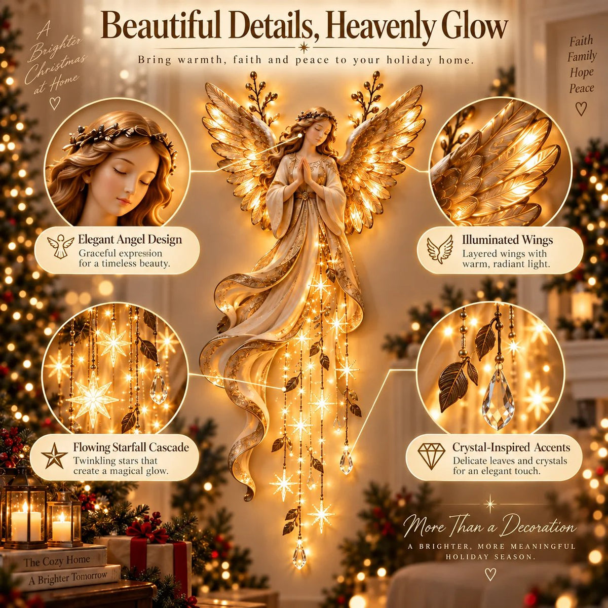 ✨ Last Day – 50% Off!✨👼 Heavenly Angel Wings Nativity Light✨ – Lighted Christmas Wall Decor ✈️