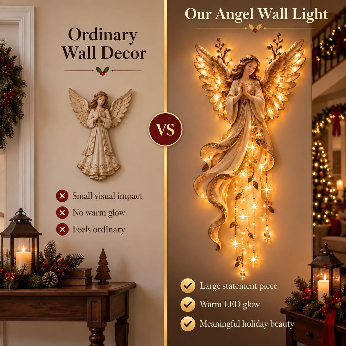 ✨ Last Day – 50% Off!✨👼 Heavenly Angel Wings Nativity Light✨ – Lighted Christmas Wall Decor ✈️