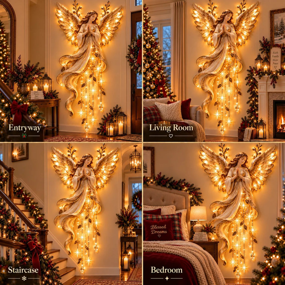 ✨ Last Day – 50% Off!✨👼 Heavenly Angel Wings Nativity Light✨ – Lighted Christmas Wall Decor ✈️