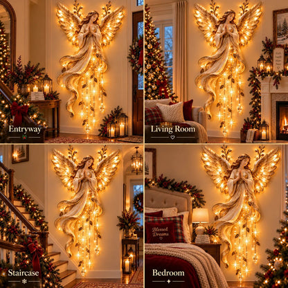 ✨ Last Day – 50% Off!✨👼 Heavenly Angel Wings Nativity Light✨ – Lighted Christmas Wall Decor ✈️