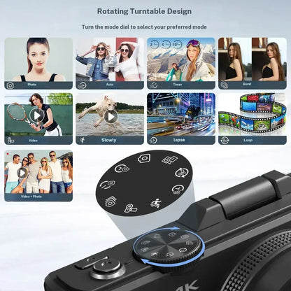 4K Flip Screen Digital Camera – 64MP, Wi-Fi & 18X Zoom