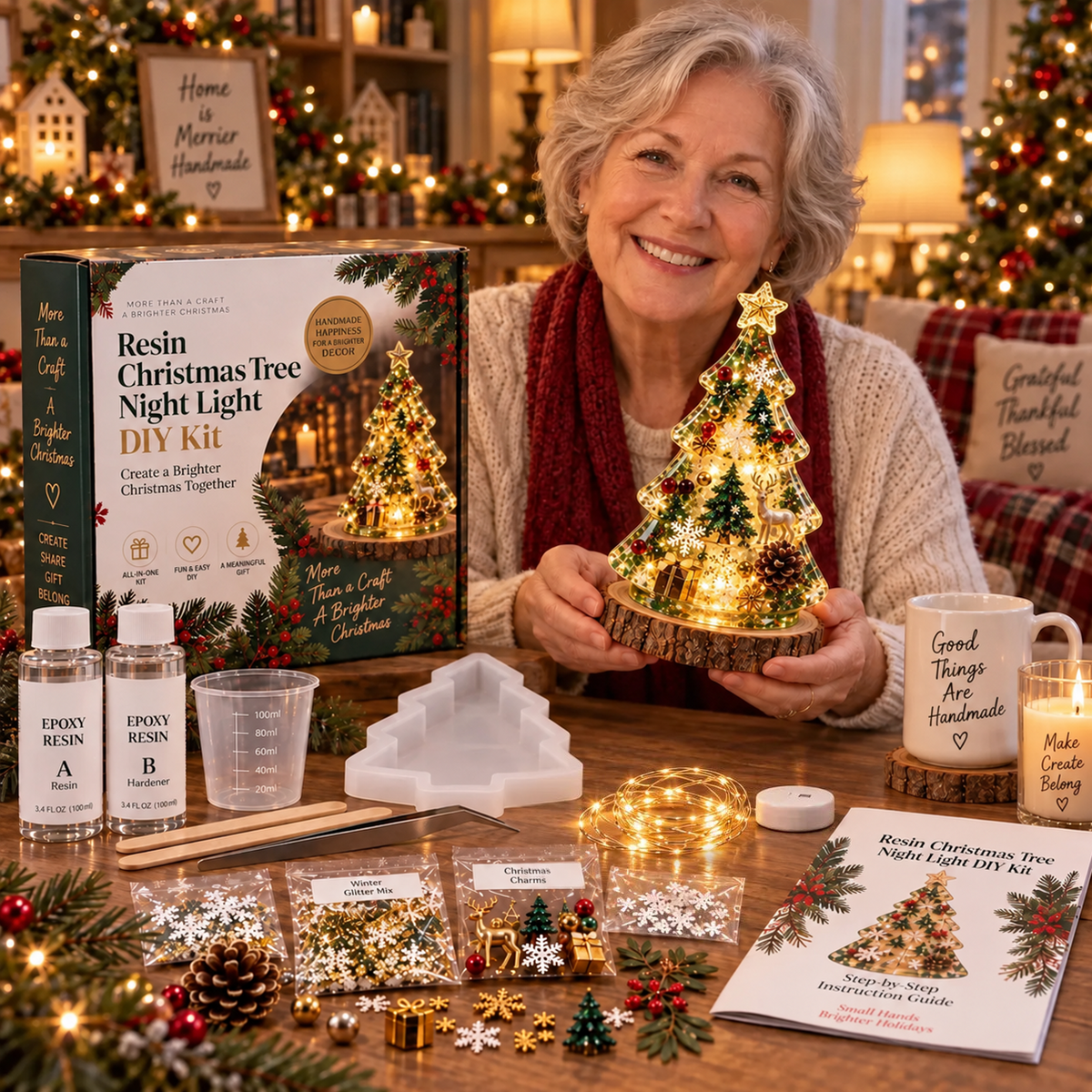 🎄 DIY Christmas Tree Night Light Kit — 💕 Step-by-Step Guide Included