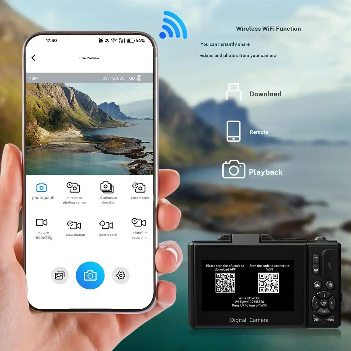 4K Flip Screen Digital Camera – 64MP, Wi-Fi & 18X Zoom