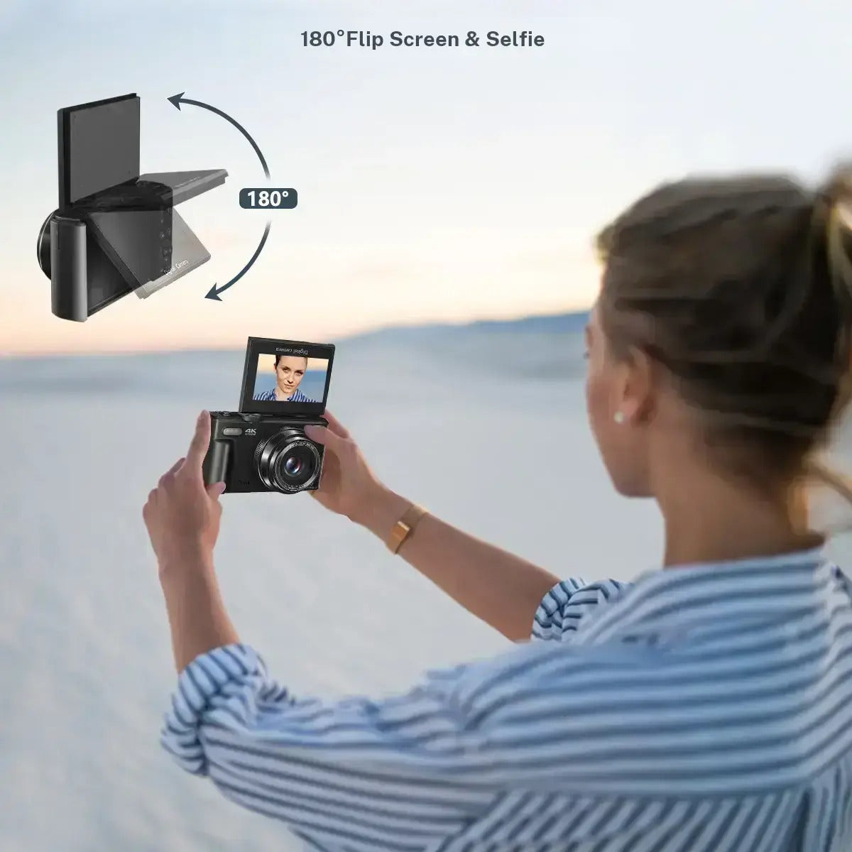 4K Flip Screen Digital Camera – 64MP, Wi-Fi & 18X Zoom