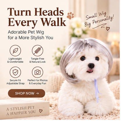 🐾 Stylish Pet Wig – Cute Bob Hairstyle for Photos, Parties & Everyday Fun