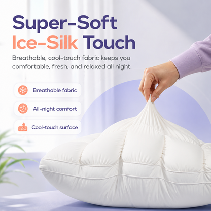 Cooling Puff Grid Pillow – Ultra Soft Ice-Silk Sleeping Pillow