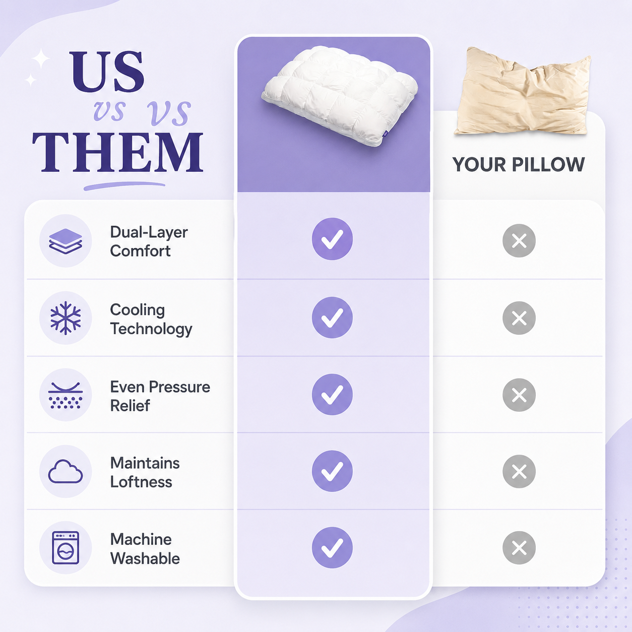 Cooling Puff Grid Pillow – Ultra Soft Ice-Silk Sleeping Pillow