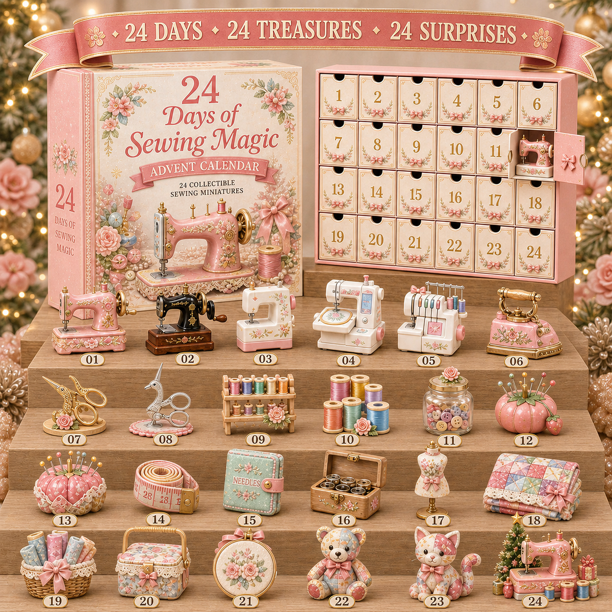 ⏳ Last Day 70% OFF – 🧵24 Days Of Sewing Magic Advent Calendar | 24 Sewing-Inspired Miniatures for Craft Lovers, Quilters & Handmade Enthusiasts 🎁