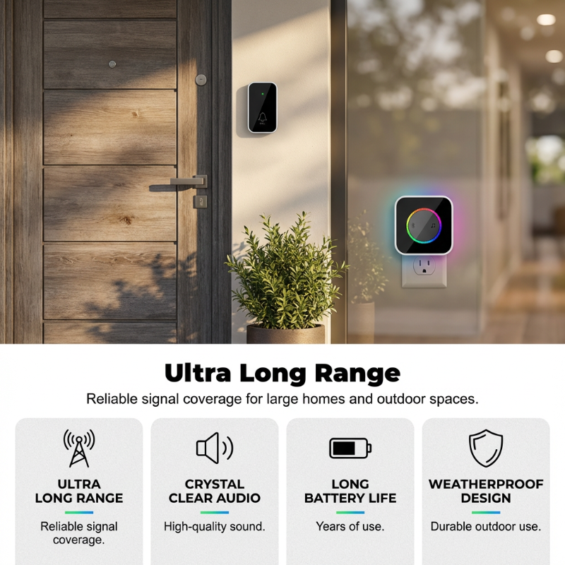 Wireless Doorbell with 7-Color LED Light