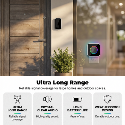 Wireless Doorbell with 7-Color LED Light