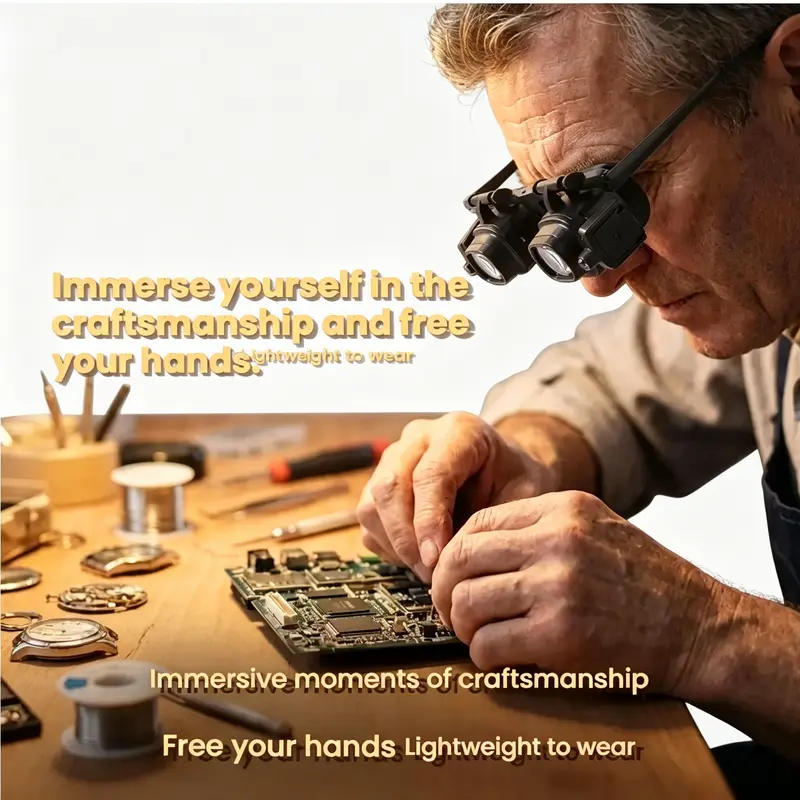Precision LED Magnifier Glasses – Interchangeable Lenses, Dual LED, Hands-Free 💡