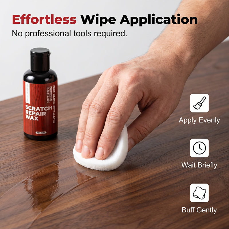 Scratch repair wax wipe-on application steps